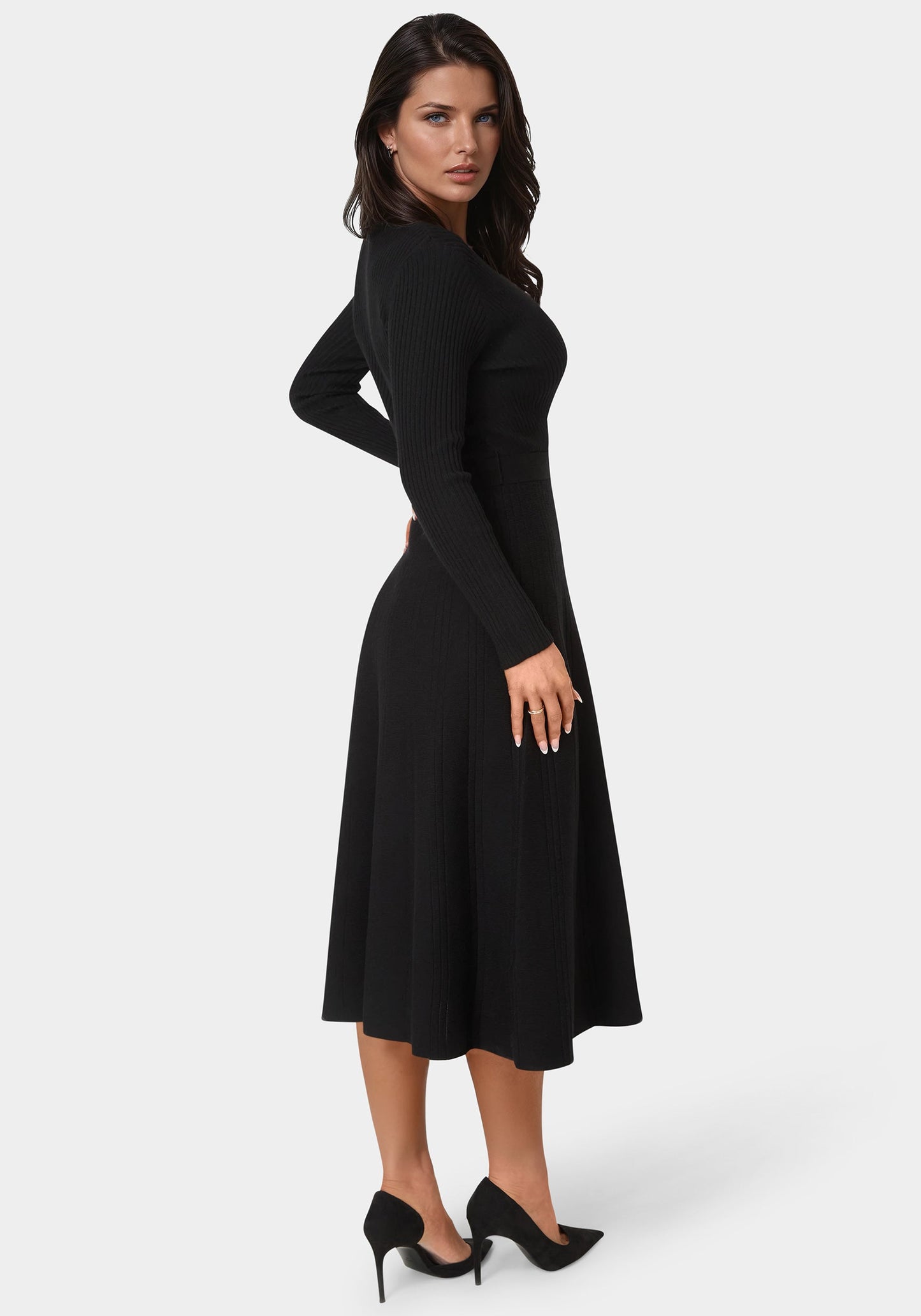 Fit and Flare Midi Sweater Dress