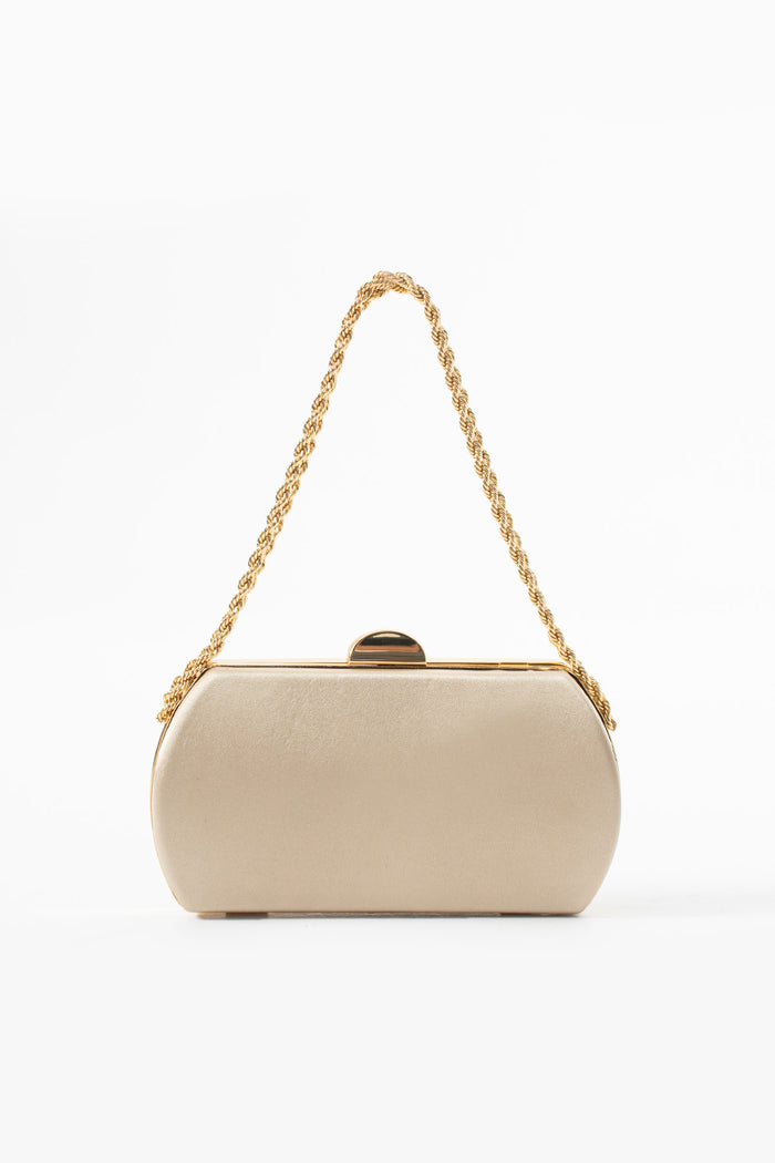 Beige Satin Bridal Evening Clutch Bags with Chain
