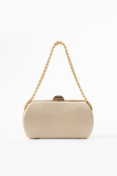 Beige Satin Bridal Evening Clutch Bags with Chain