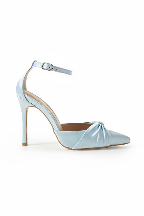 Bella | Baby Blue Satin High Heels with Bow