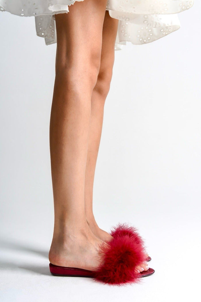 Bianca | Burgundy Feather Mule