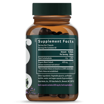 Gaia Herbs Black Cohosh Pills for Women || 60 ct supplement facts
