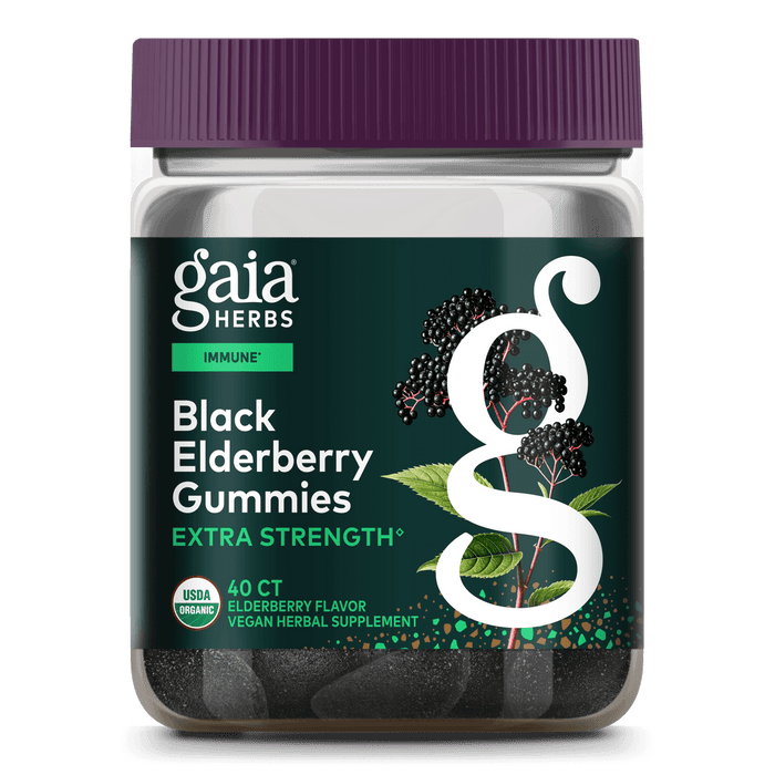 Gaia Herbs Black Elderberry Extra Strength Gummies for Immune Support || 40 ct