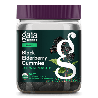 Gaia Herbs Black Elderberry Extra Strength Gummies for Immune Support || 40 ct