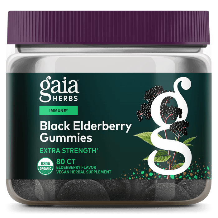 Gaia Herbs Black Elderberry Extra Strength Gummies for Immune Support || 80 ct