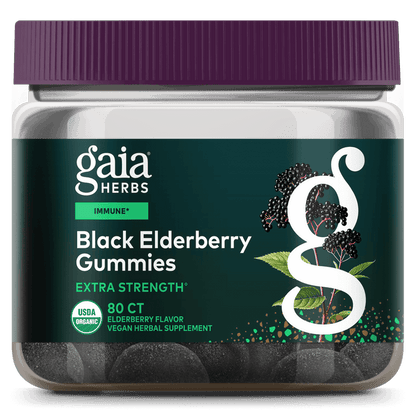 Gaia Herbs Black Elderberry Extra Strength Gummies for Immune Support || 80 ct
