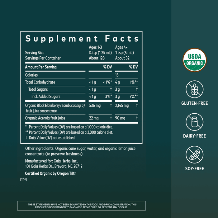 Extra Strength Black Elderberry Syrup ||5.4 oz Supplement Facts