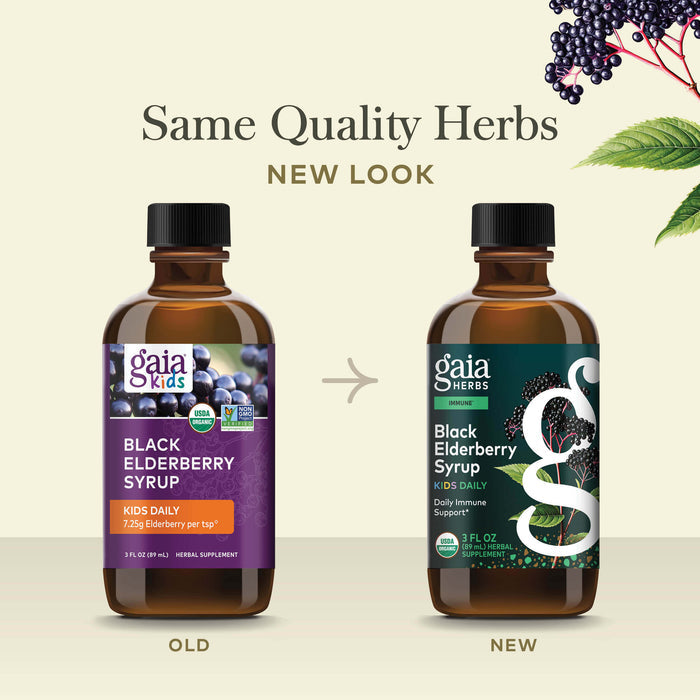 Black Elderberry Syrup Kids Daily Old Label Versus New Label Comparison