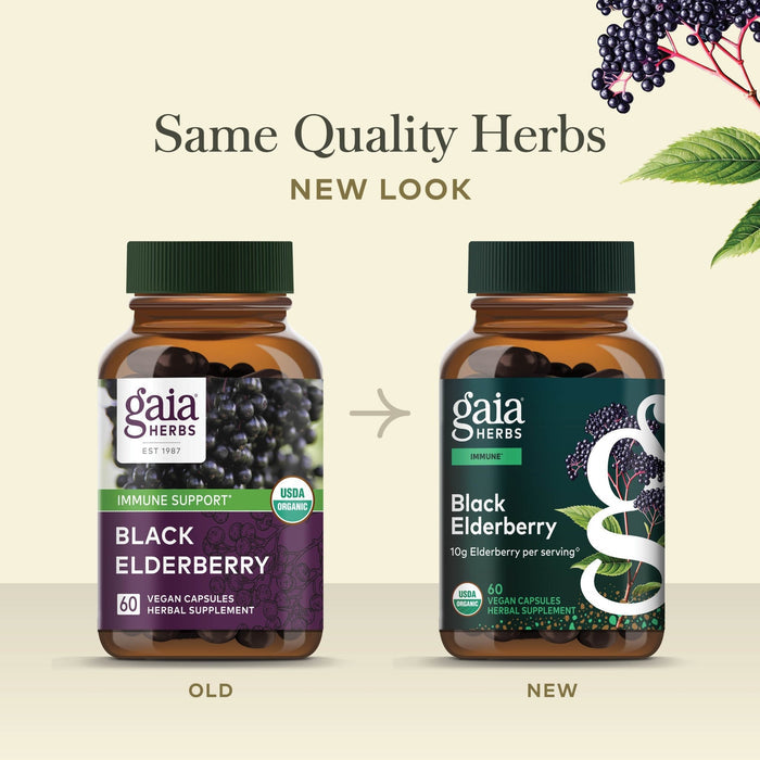 Black Elderberry 60 count Old Label Versus New Label Comparison