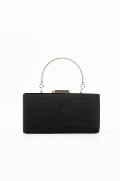 Black Satin Bridal Evening Clutch Bags with Chain
