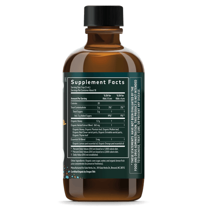 GaiaKids® Bronchial Wellness Syrup for Immune Support || 3 oz Supplement Facts Bottle Panel