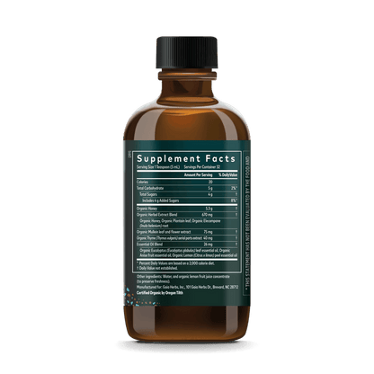 Bronchial Wellness Syrup 5.4 ounce bottle supplement facts bottle panel