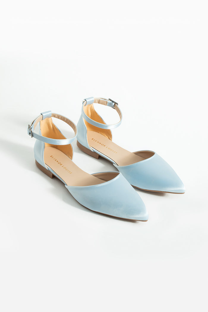 Brune | Baby Blue Satin Flats