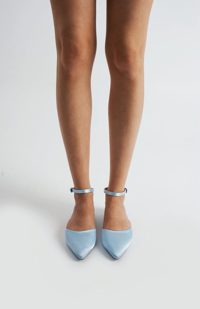 Brune | Baby Blue Satin Flats