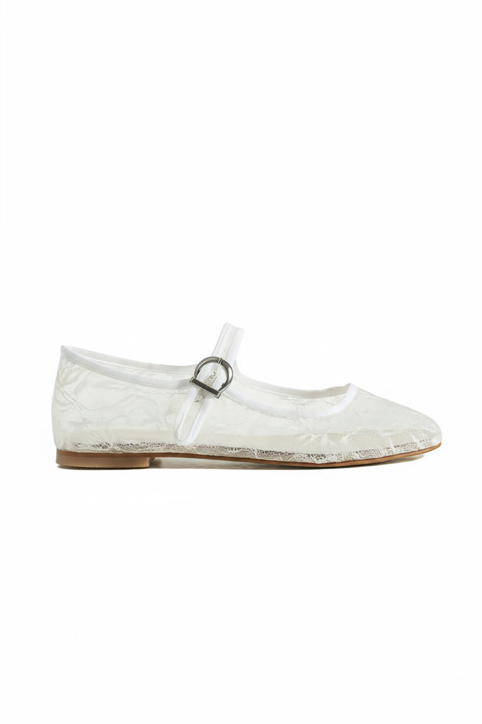 Calliope | Transparent Lace Floral Flats
