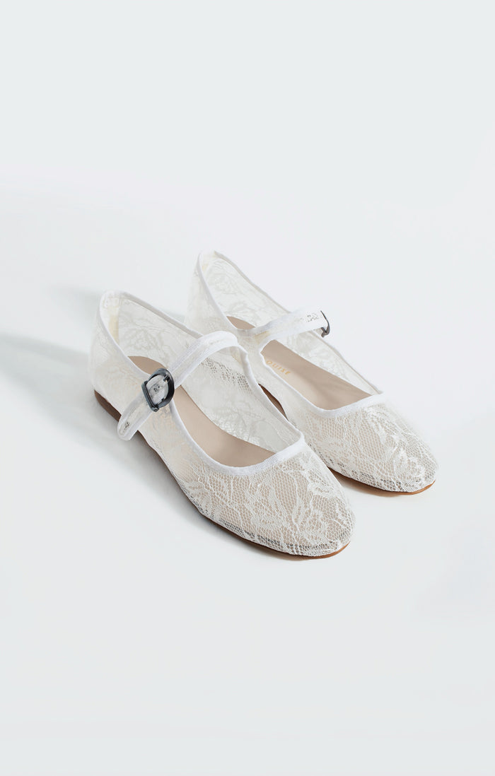 Calliope | Transparent Lace Floral Flats