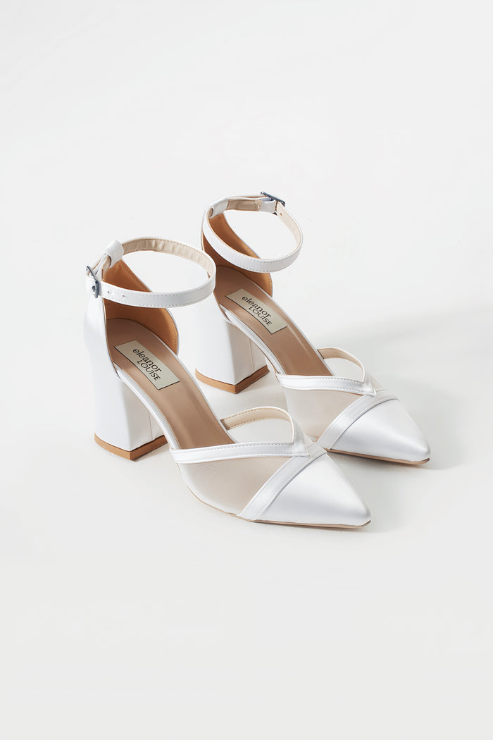 Carly | Light Ivory Satin Transparent High Heels