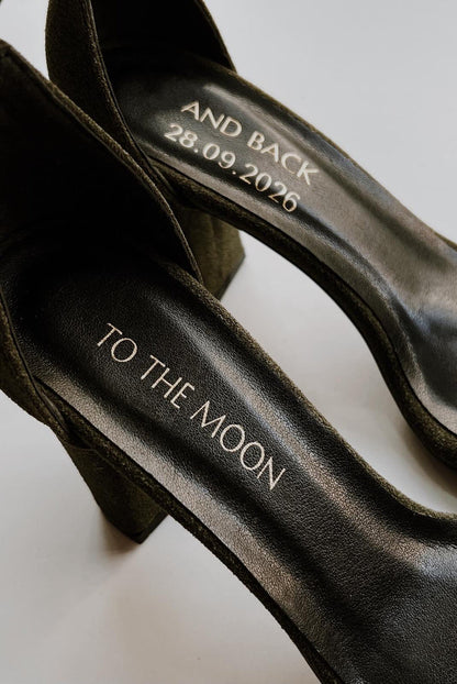 Custom Sole Engraving – Wedding Date & Initials