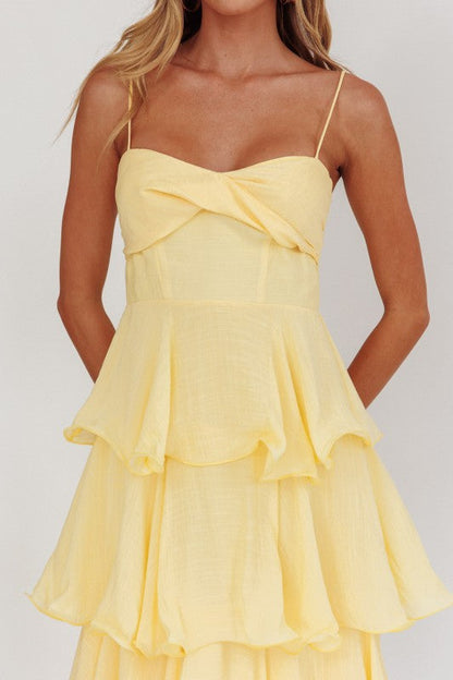 Remi Sleeveless Tiered Maxi Dress Yellow