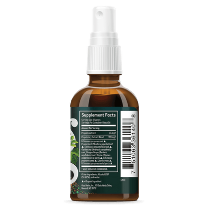 Echinacea Goldenseal Propolis Spray Supplement Facts bottle panel