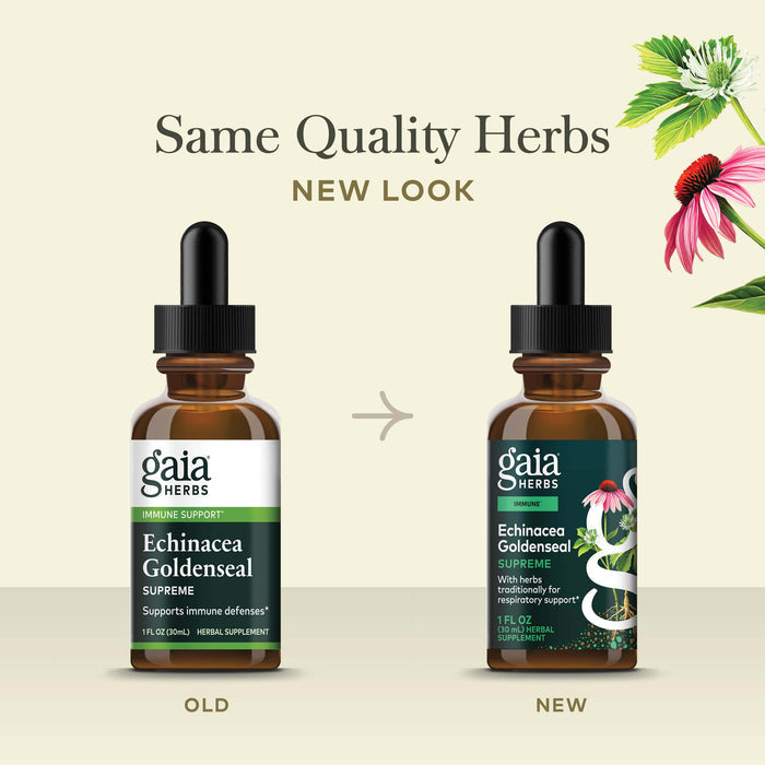 Echinacea Goldenseal Supreme 1 ounce Old Label Versus New Label Comparison