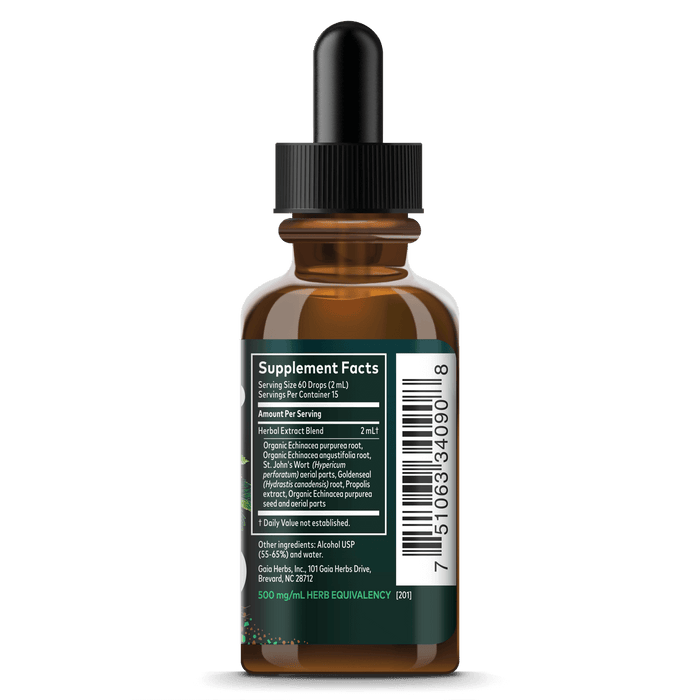 Echinacea Goldenseal Supreme Liquid Extract Supplement Facts Bottle Panel