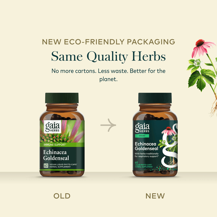 Gaia Herbs Echinacea Goldenseal Old Label Versus New Label Comparison
