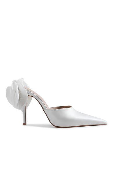 Edna | Ivory Satin High Heels with Rose
