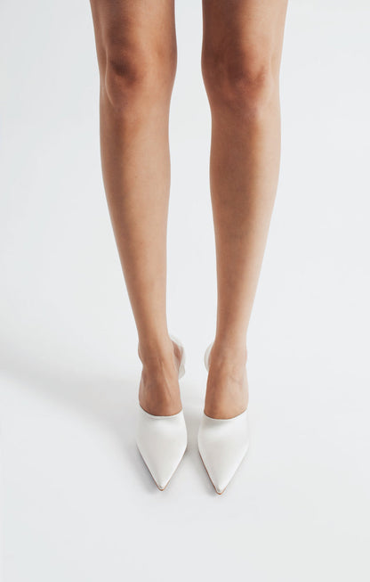 Edna | Ivory Satin High Heels with Rose
