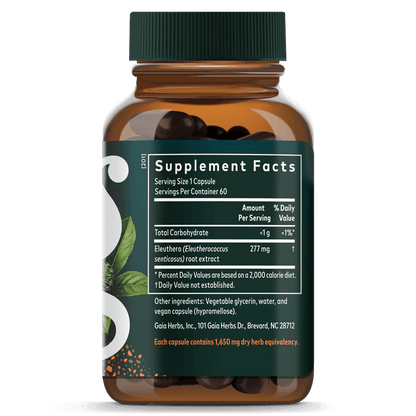 Eleuthero Root Supplement Facts Bottle