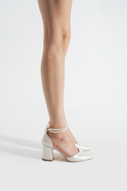 Elora | Ivory High Heels with Pearls