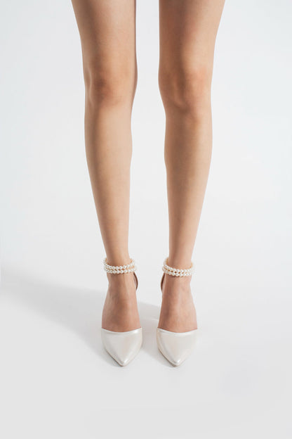 Elora | Ivory High Heels with Pearls