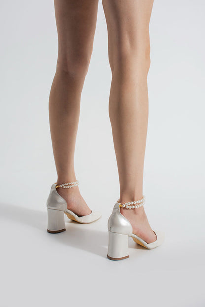 Elora | Ivory High Heels with Pearls