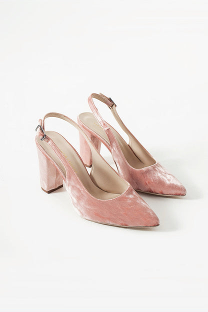 Esha | Rose Velvet Slingback Heels