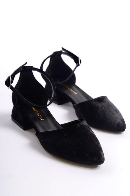 Gaia | Black Velvet Low Heels