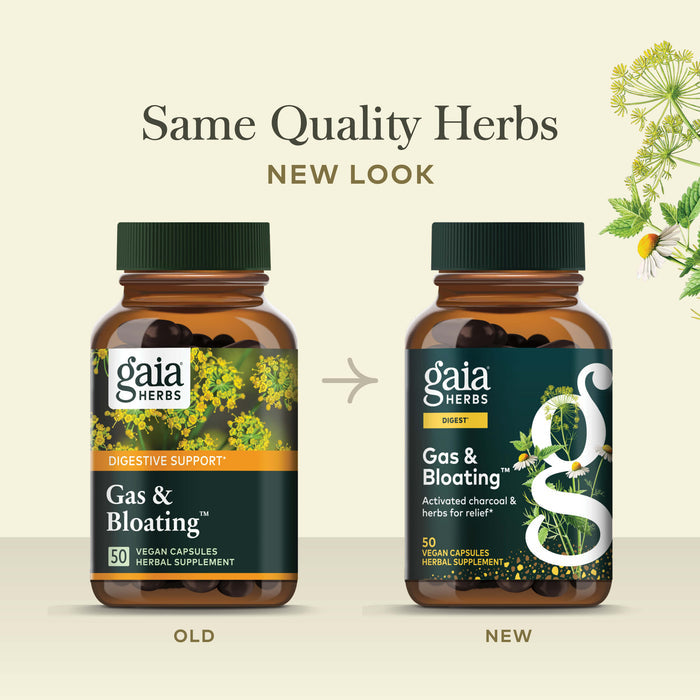 Gas & Bloating 50 count Old Label Versus New Label Comparison