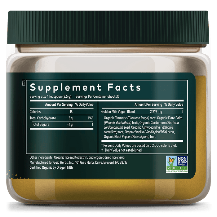 Golden Milk 4.3 Ounce Supplement Facts