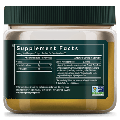 Golden Milk 4.3 Ounce Supplement Facts