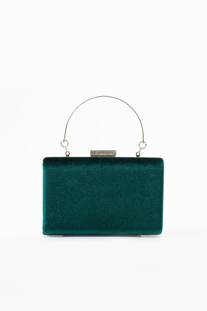 Green Velvet Bridal Evening Clutch Bags with Chain