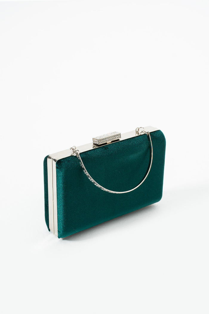 Green Velvet Bridal Evening Clutch Bags with Chain
