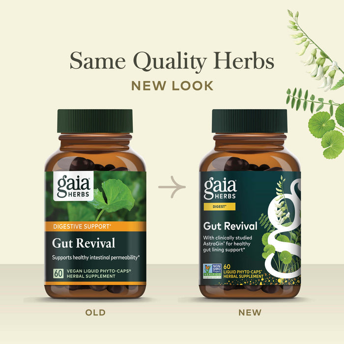 Gut Revival 60 count Old Label Versus New Label Comparison