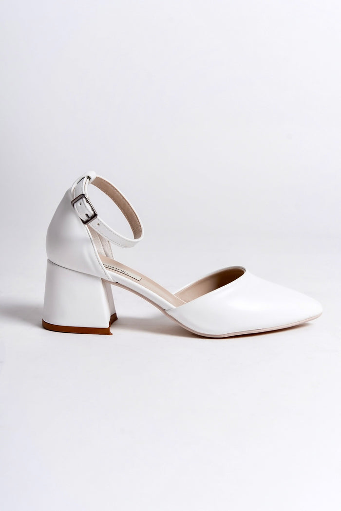 Harmony | White Mid Heels