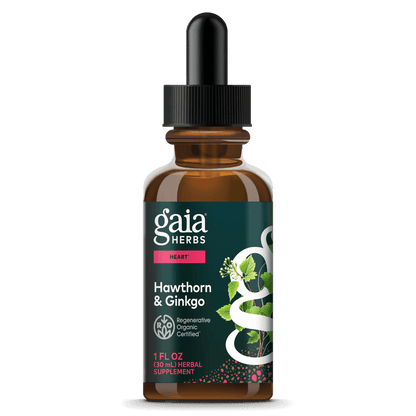 Gaia Herbs Hawthorn & Ginkgo Extract, Certified Organic for Heart Support || 1 oz