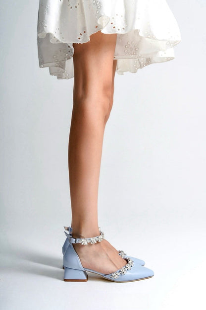 Hera | Baby Blue Crystal Rhinestone Low Heels