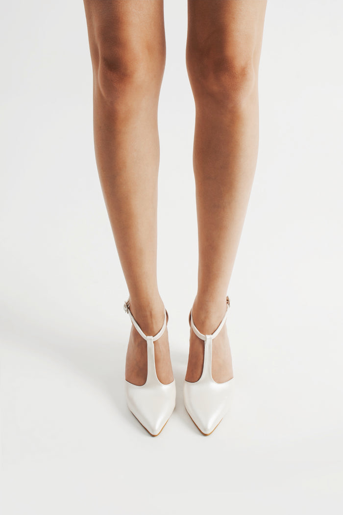 Ilone | Ivory T-Strap High Heels