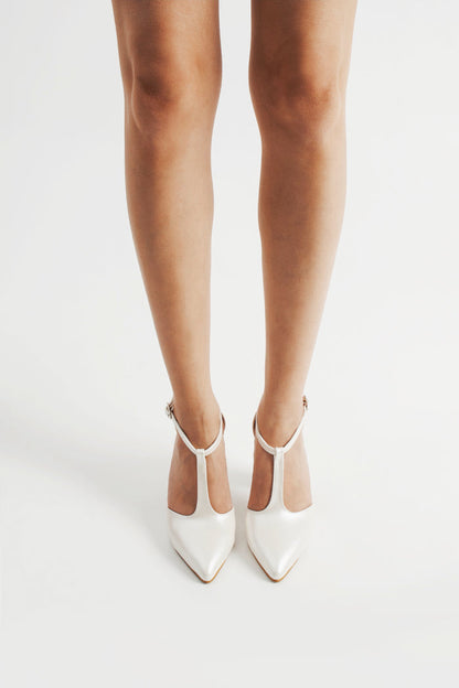 Ilone | Ivory T-Strap High Heels