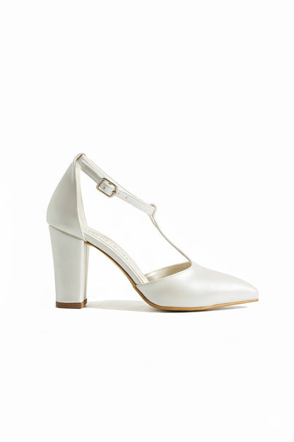 Ilone | Ivory T-Strap High Heels