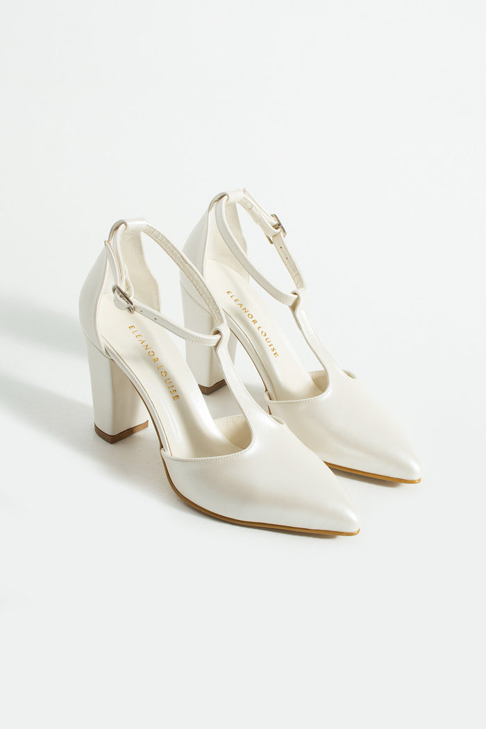 Ilone | Ivory T-Strap High Heels