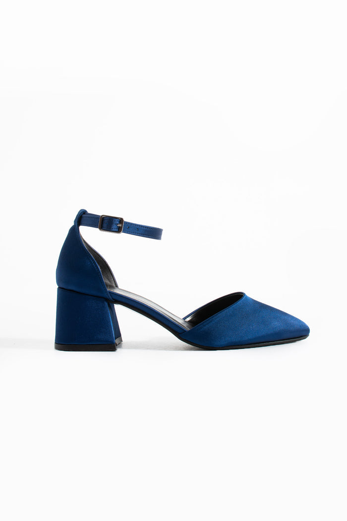 Leni | Navy Satin Mid Heels