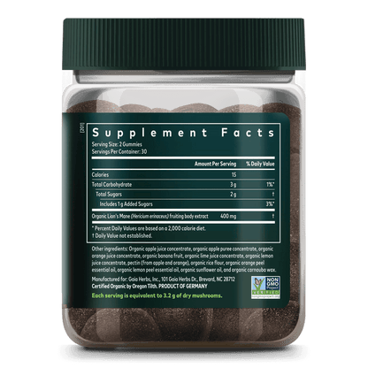 Lion's Mane Gummy Supplement Facts